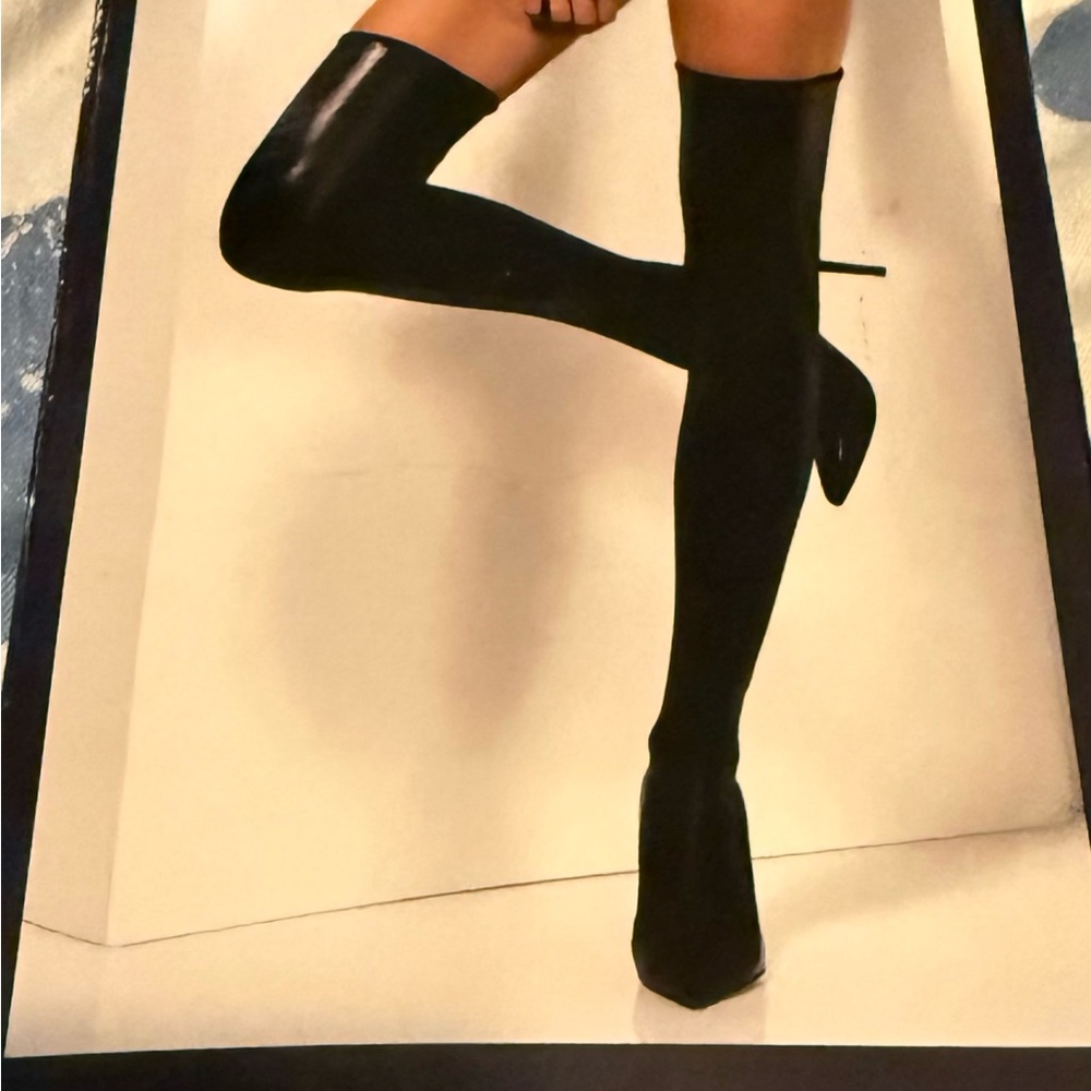 New Black leather look wet look thigh high over the knee stockings gothic
